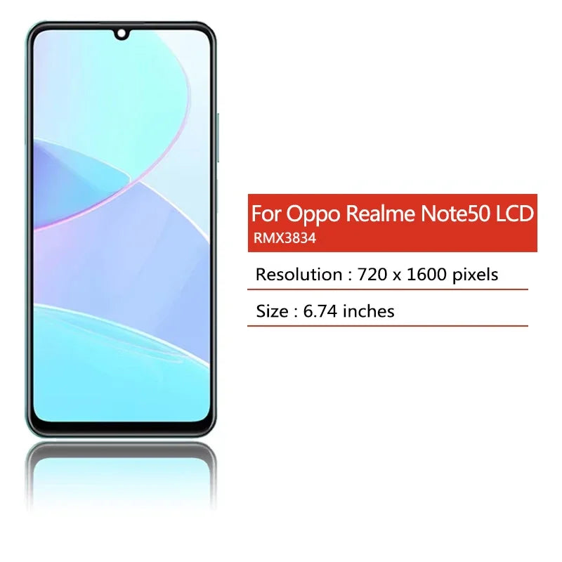 6.74”AAA+ For Oppo Realme Note 50 LCD Touch Screen Digitizer Replacement For Realme Note50 RMX3834 Display With Frame Oppo phone repair parts Realme phone repair parts