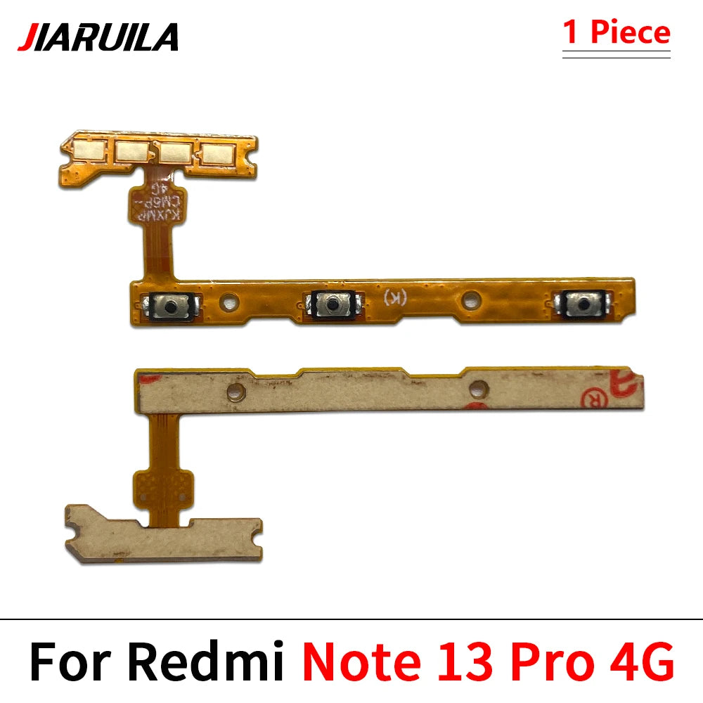 10Pcs, Volume Button Power Switch On Off Button Flex Cable For Xiaomi Redmi Note 13 14 15 Pro Plus 4G 5G Xiaomi  Xiao mi phone repair parts
