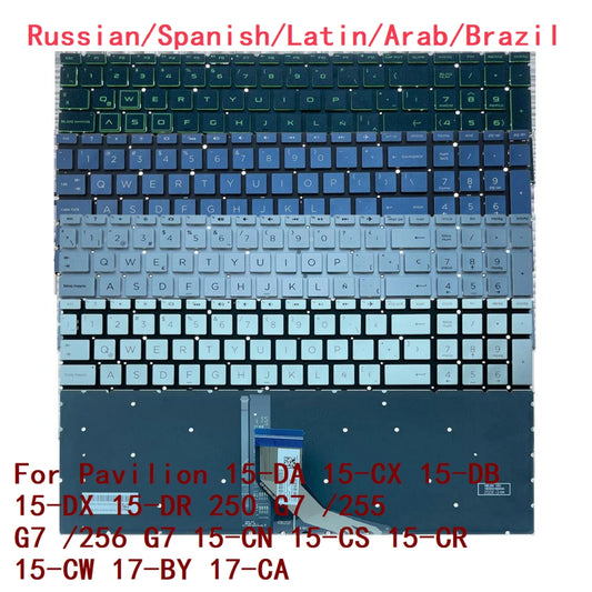RU SP LA AR BR Backlit Keyboard For HP Pavilion 15-DA 15-CX 15-DB 15-DX 15-DR 250 G7 /255 G7 /256 G7 15-CN 15-CS 15-CR 15-CW 17-  HP laptop repair parts