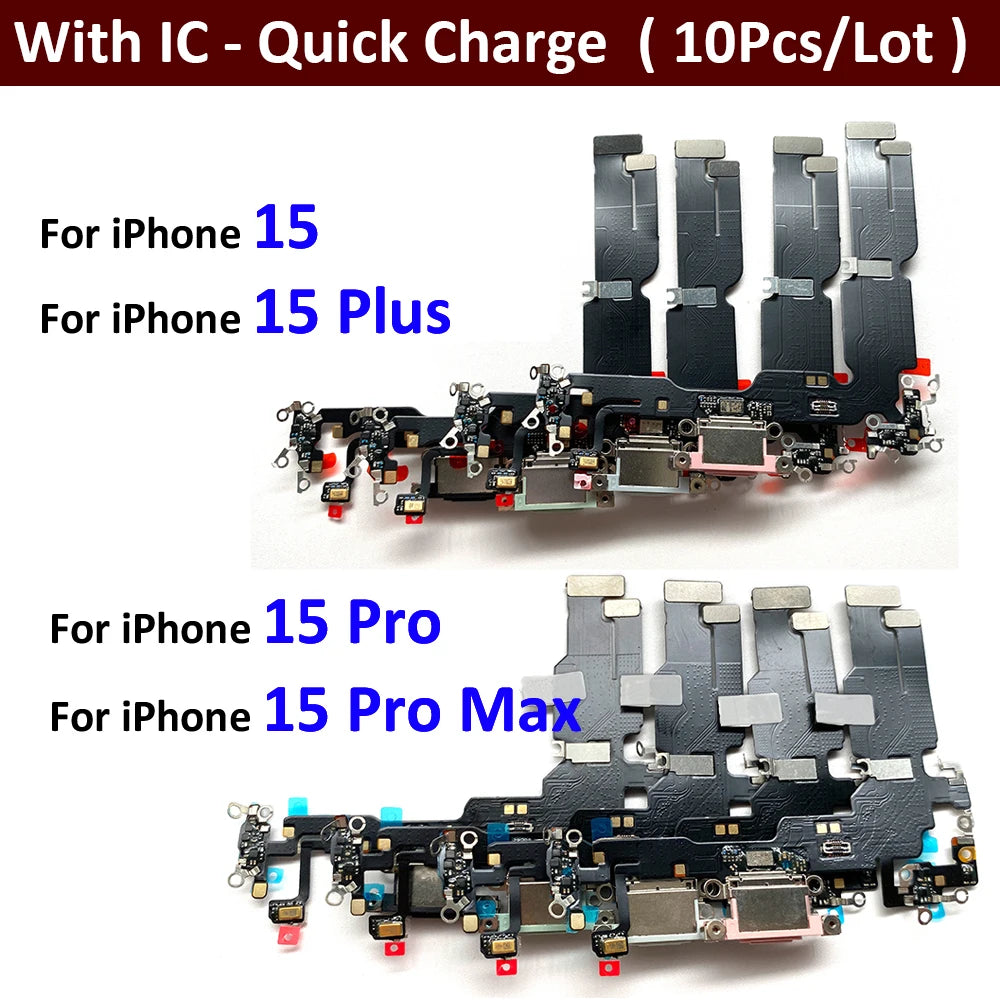 10Pcs, New For iPhone 15 Pro 15Pro Max Plus USB Charging Port Dock Charger Plug Connector Board Flex Cable iPhone phone repair parts