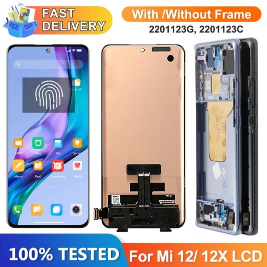 for Xiaomi Mi 12 2201123G Lcd Display Digital Touch Screen with Frame for Xiaomi Mi 12X Screen Display Replacement Parts Xiaomi phone repair parts