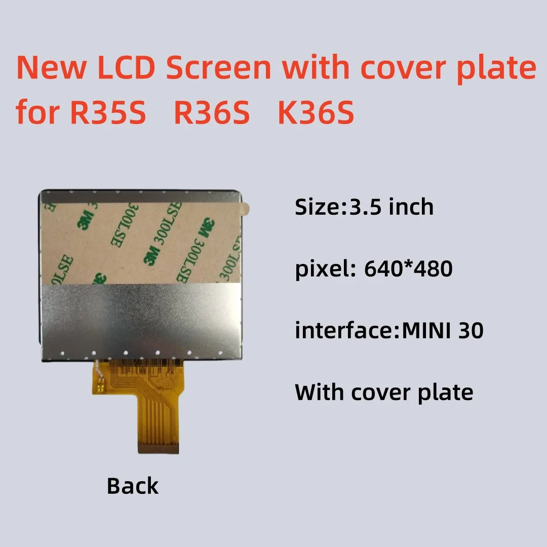 New 3.5-inch LCD Screen Display for R35S R36S Game Console HL-PGDM035HD-C-V2 Replacement Part - with Cover Plate Game console repair parts