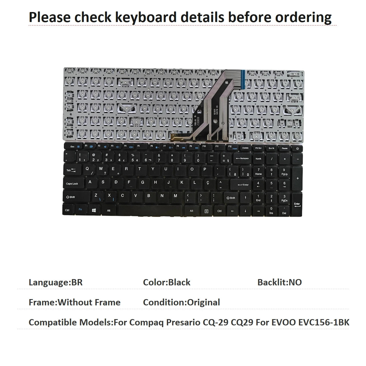 New US Russian Spanish Brazil Language  Keyboard For HP Compaq Presario CQ-29 CQ29 For EVOO EVC156-1BK Replacement Keyboard  HP laptop repair parts