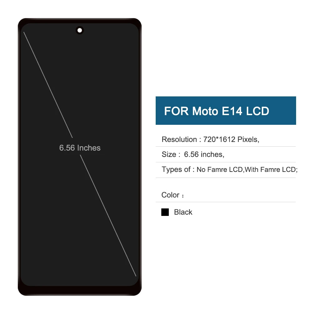 6.56" IPS For Motorola Moto E14 LCD Touch Screen Digiziter For Motorola Moto E14 XT2421-14 LCD Frame Assembly Replacement Parts Motorola phone repair parts