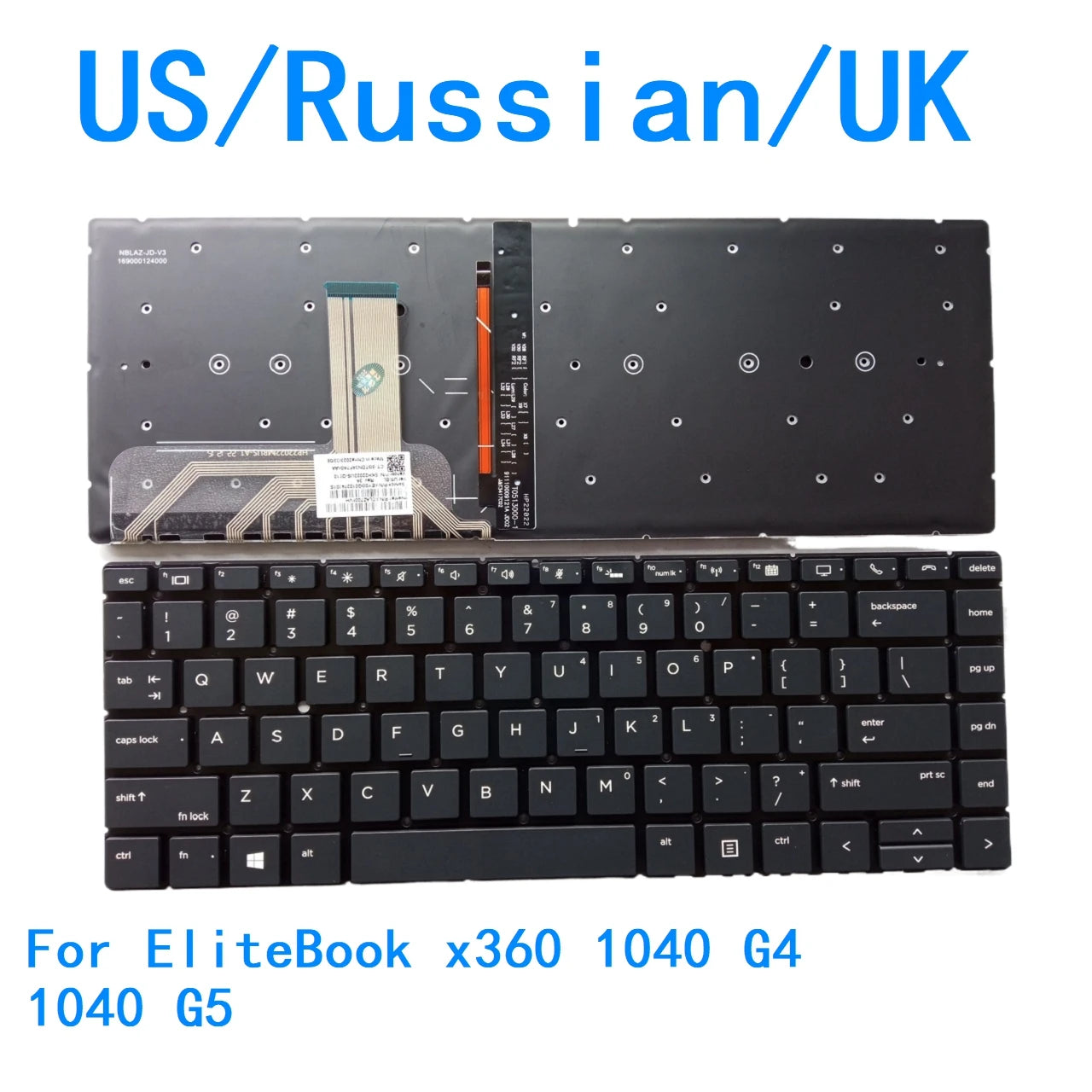 New US Russian UK Language  Backlit Keyboard For HP EliteBook x360 1040 G4 1040 G5 Notebook PC Replacement Keyboard  HP laptop repair parts