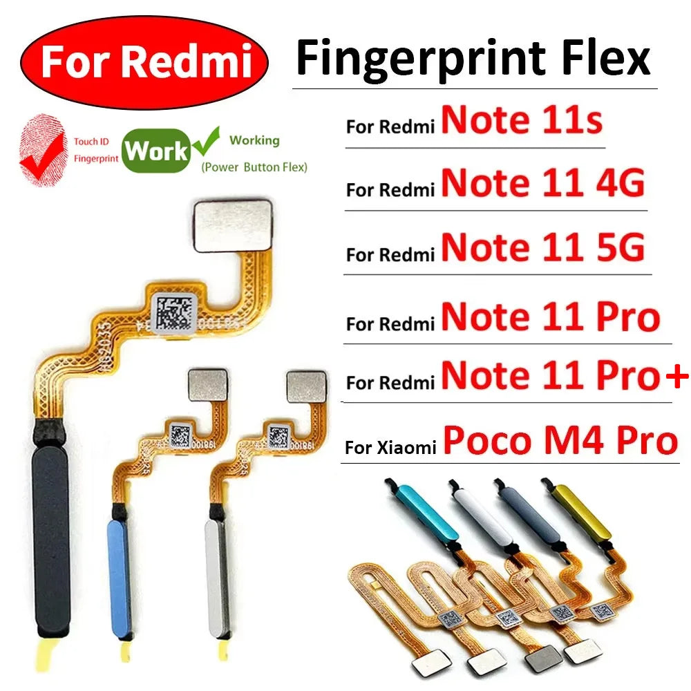 New Home Button FingerPrint Touch ID Sensor Flex Cable For Xiaomi Poco M4 Pro 4G 5G / Redmi Note 11 11s Pro Plus 4G 5G  Xiaomi  Xiao mi phone repair parts