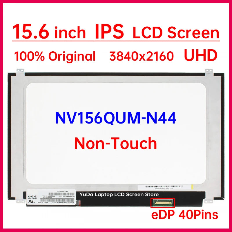 15.6" LCD Screen NV156QUM-N44 For Lenovo ThinkPad T570 T580 P51s P52s Display Matrix Panel Replacement UHD 3840x2160 eDP 40 Pins Lenovo laptop repair parts