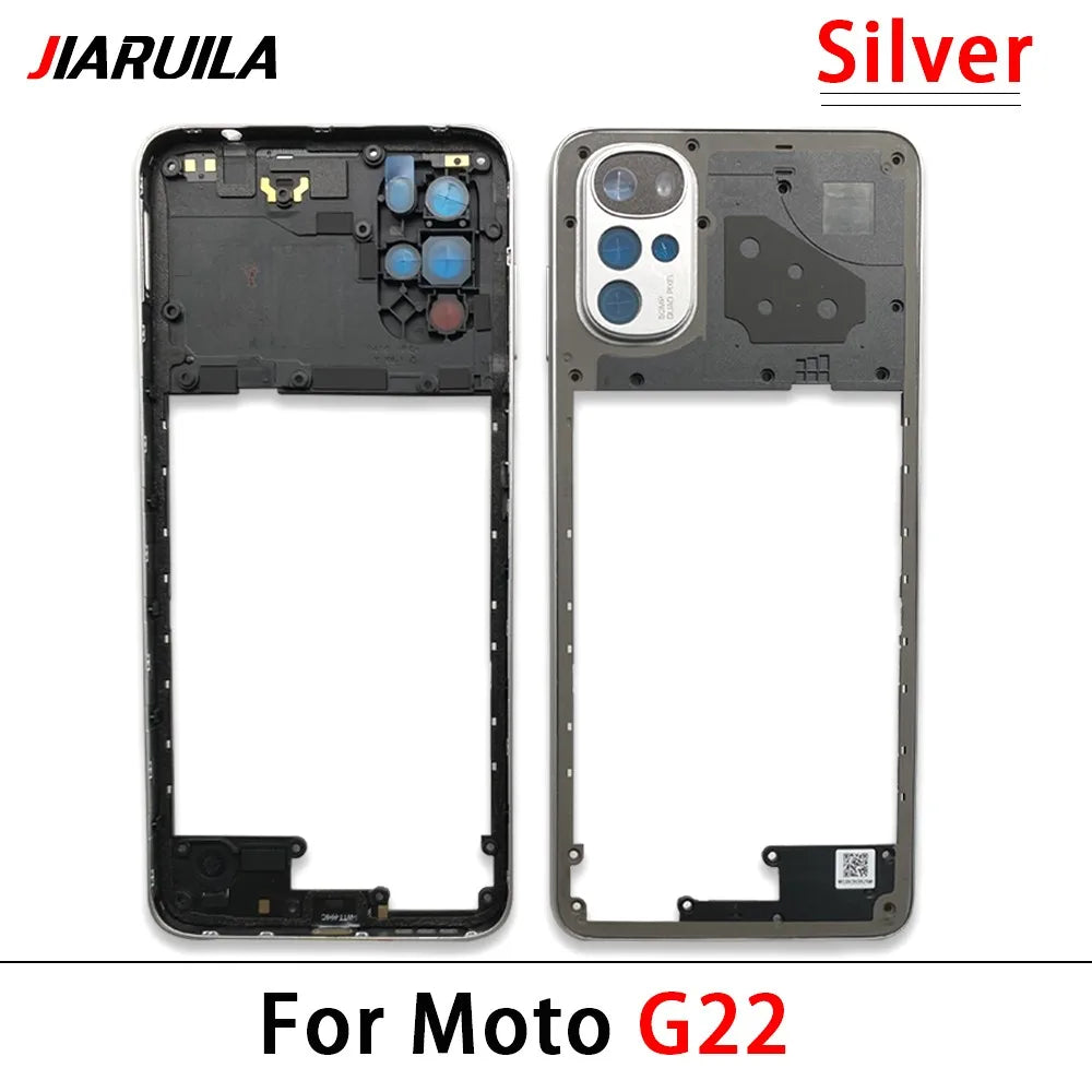 10Pcs， For Motorola For Moto G22 G42 G52 G82 G84 Middle Housing Cover Frame Bezel with Lens Glass Frame Parts Motorola phone repair parts