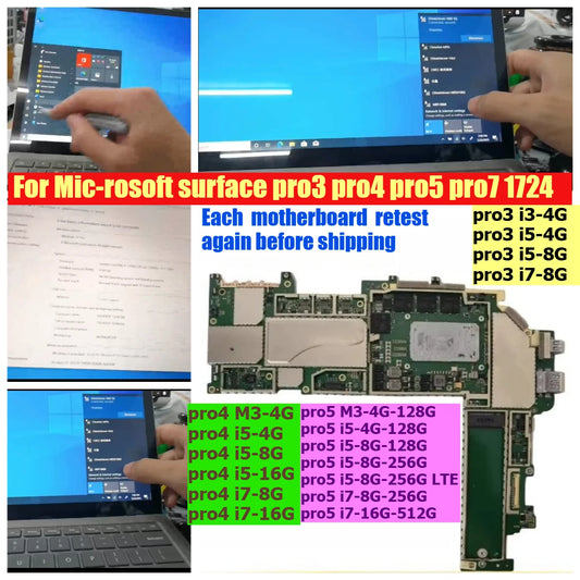 Motherboard for Microsoft surface pro3 pro4 pro5 pro7 1724 system board main board