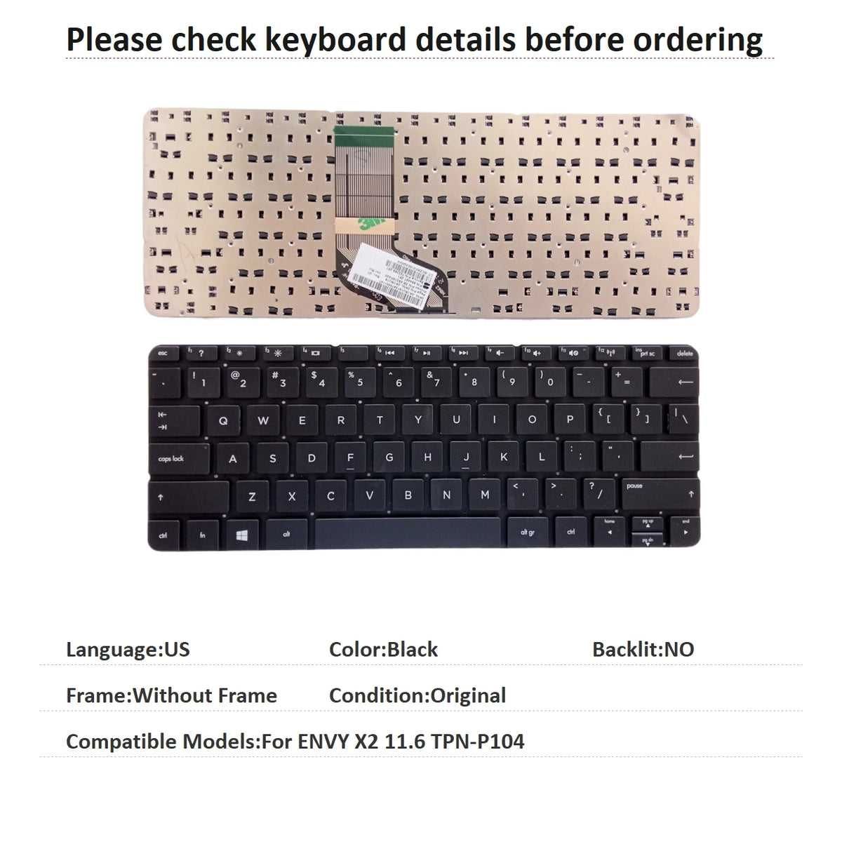 New US Russian Language Keyboard For HP ENVY X2 11.6 TPN-P104 Notebook PC Replacement Keyboard  HP laptop repair parts