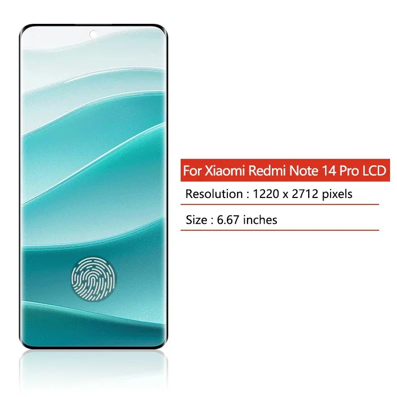 24090RA29G Premium Lcd For Xiaomi Redmi Note 14 Pro 5G Display Touch Screen Digitizer Panel Assembly With Fingerprint Xiaomi phone repair parts