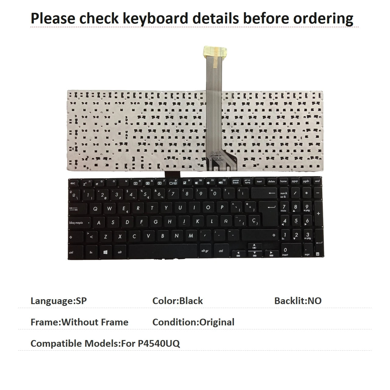 New Spanish Language  Keyboard For ASUS P4540UQ Notebook PC Replacement Keyboard ASUS laptop repair parts