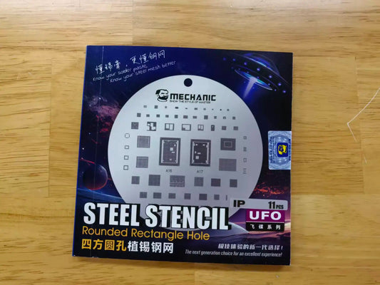 Mechanic 11 In 1 UFO Series High Temperature Resistance Quare Round Hole BGA Reballing Steel Stencil for IPhone X-17 Series Professional Repair Tools