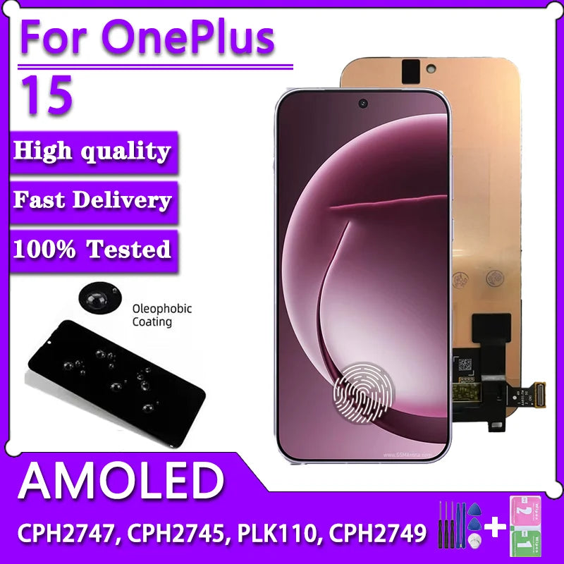 6.78“AMOLED For Oneplus 15 1+15 LCD CPH2747, CPH2745, PLK110, CPH2749 LCD Screen Touch Screen Digitizer Assembly  OnePlus phone repair parts