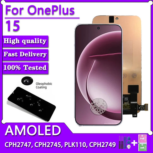 6.78“AMOLED For Oneplus 15 1+15 LCD CPH2747, CPH2745, PLK110, CPH2749 LCD Screen Touch Screen Digitizer Assembly  OnePlus phone repair parts