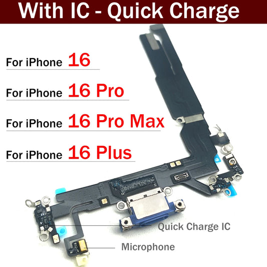 New For iPhone 16 Pro Max Plus USB Micro Charger Charging Port Dock Connector Microphone Board Flex Cable iPhone phone repair parts