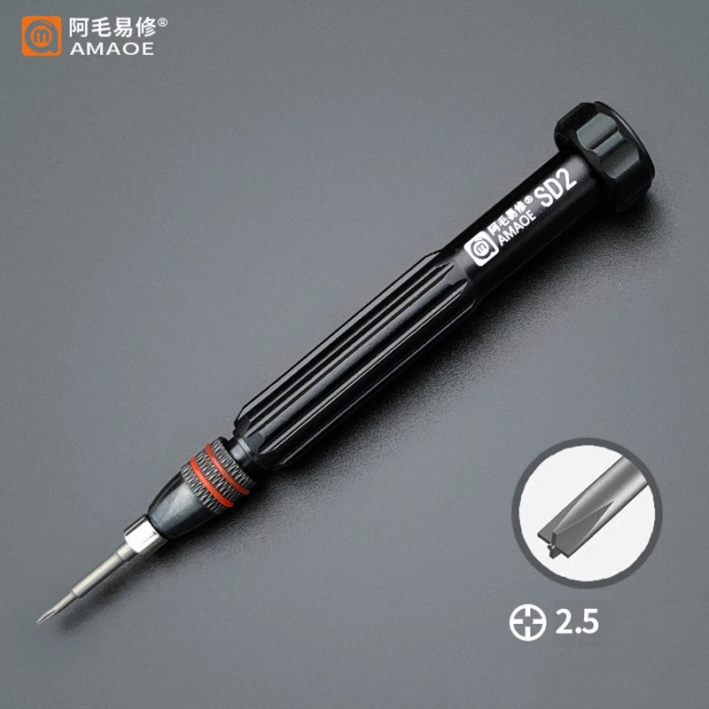 AMAOE SD2 Precision Screwdriver Torx Pentalobe Tri Wing Magnetic S2 Steel Bits Screw Driver for Camera Watch Mobile Phone Repair Professional Repair Tools