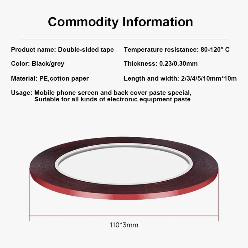 AMAOE 10m Double Sided Adhesive Tape for Sealing The Back Cover of Mobile Phones LCD Screen Tablet Sponge Back Adhesive Tools Professional Repair Tools