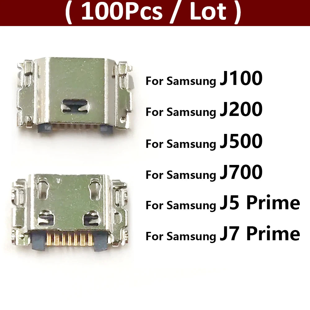 100Pcs/Lot, Micro Mini USB jack socket connector charger Charging Port For Samsung J5 J7 Prime  J1 Ace J400 J600 J700 J5 J500 Samsung phone repair parts