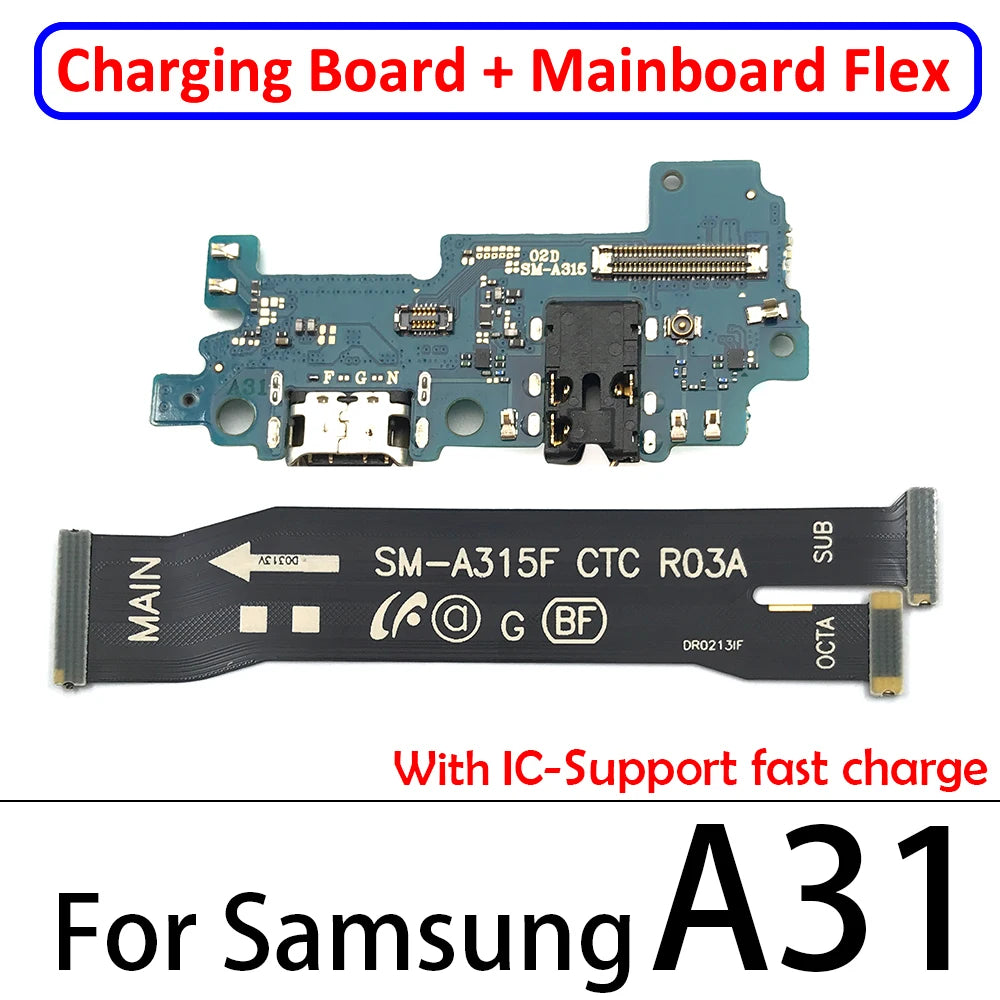 10Pcs USB Charging Board Port Connector Main Board Flex Cable For Samsung A10 A20 A30 A50 A70 A10s A20s A21s A30s A50s A31 A51 Samsung phone repair parts