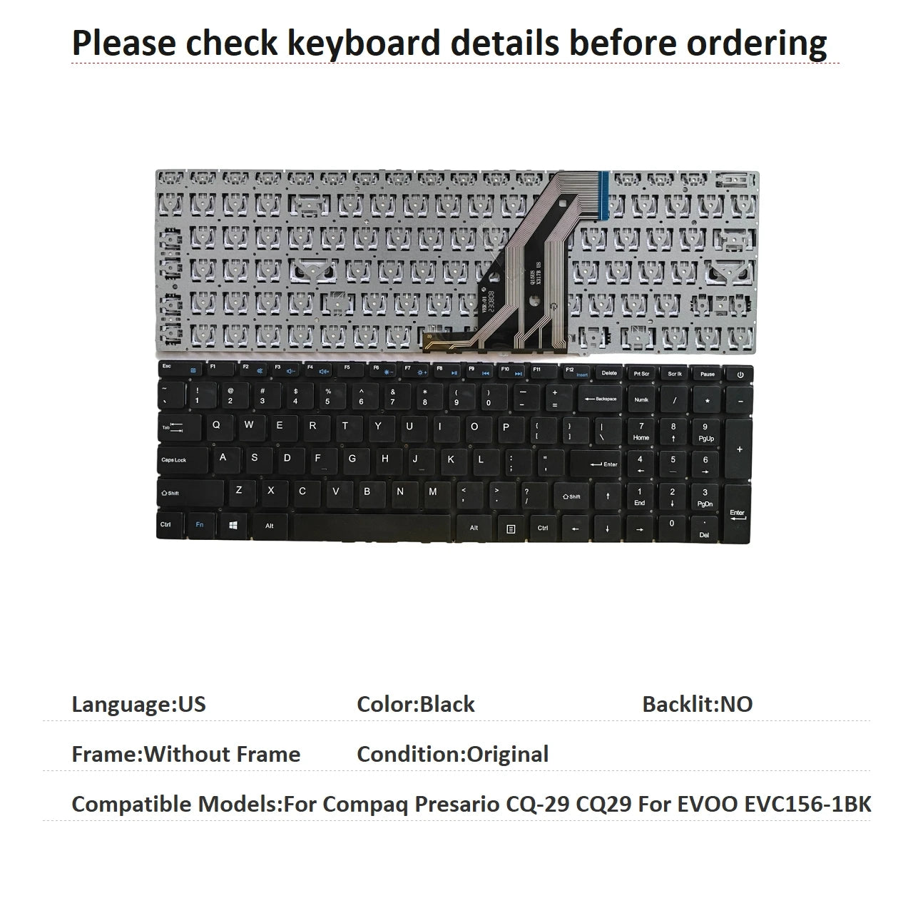 New US Russian Spanish Brazil Language  Keyboard For HP Compaq Presario CQ-29 CQ29 For EVOO EVC156-1BK Replacement Keyboard  HP laptop repair parts