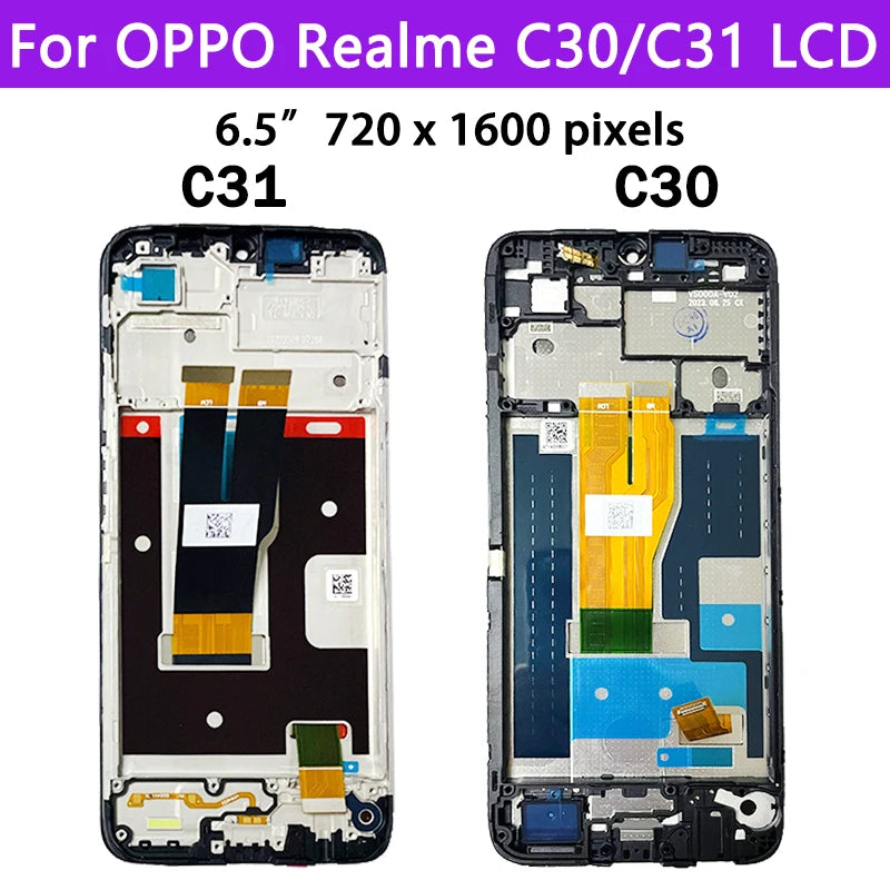 6.5" inch For OPPO Realme C30 LCD RMX3581 LCD Display Screen Touch Panel Digitizer For Realme C31 LCD Frame RMX3501 Display Oppo phone repair parts Realme phone repair parts