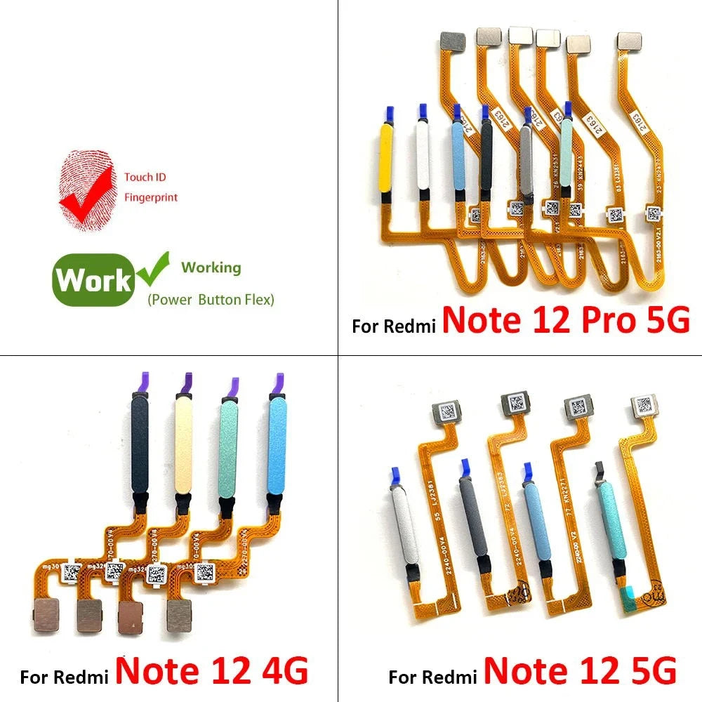 For Xiaomi Redmi Note 12 Pro Plus 4G 5G Home Button Fingerprint Sensor Flex With Power Key Button Flex Cable  Xiaomi  Xiao mi phone repair parts