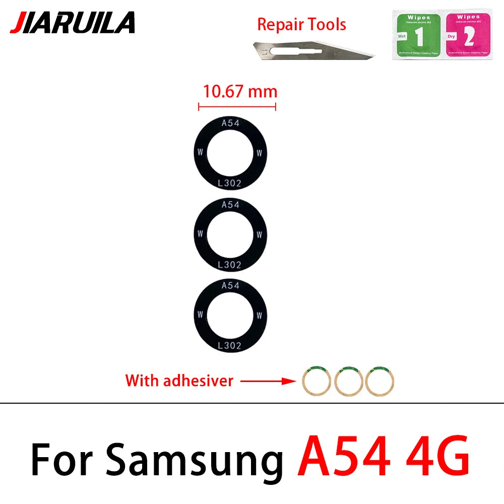 10Pcs/Lot Back Rear Camera Glass Lens For Samsung  A03 A03s A04 Core A04s A04E A14 A24 A34 A54 A13 A23 4G 5G With Adhesive Samsung phone repair parts