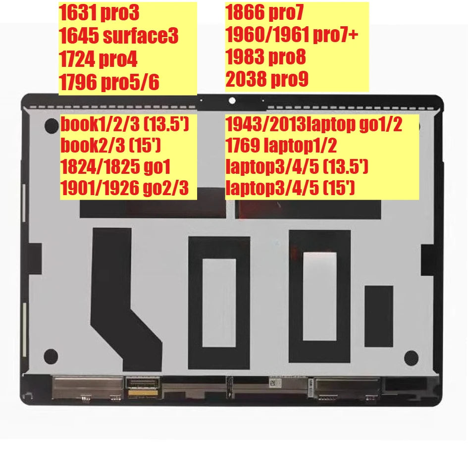 LCD touch screen display panel for surface pro laptop go book 1 2 3 4 5 6 7 + 8 9 1645 1631 1724 1901 lcd touch screen assembly