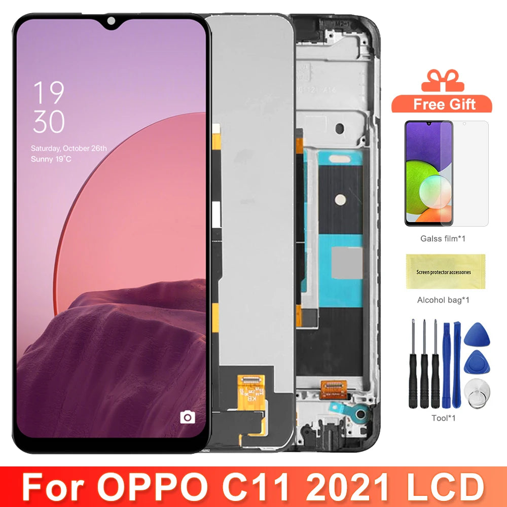 6.52" Screen Assembly for Realme C11 2021 Lcd Display Digital Touch Screen with Frame for Realme C11 2021 Screen Replacement Realme repair parts