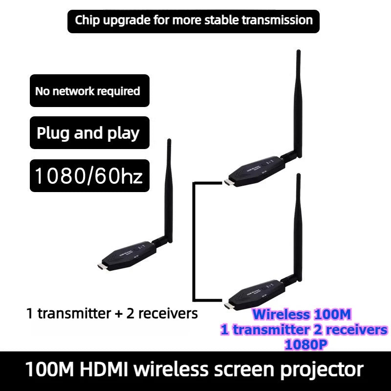 4K 1080P HDMI Wireless point-to-point Transmitter Receiver 50/100/150M Display for laptop phone monitor projector HD same screen Laptop Accessories