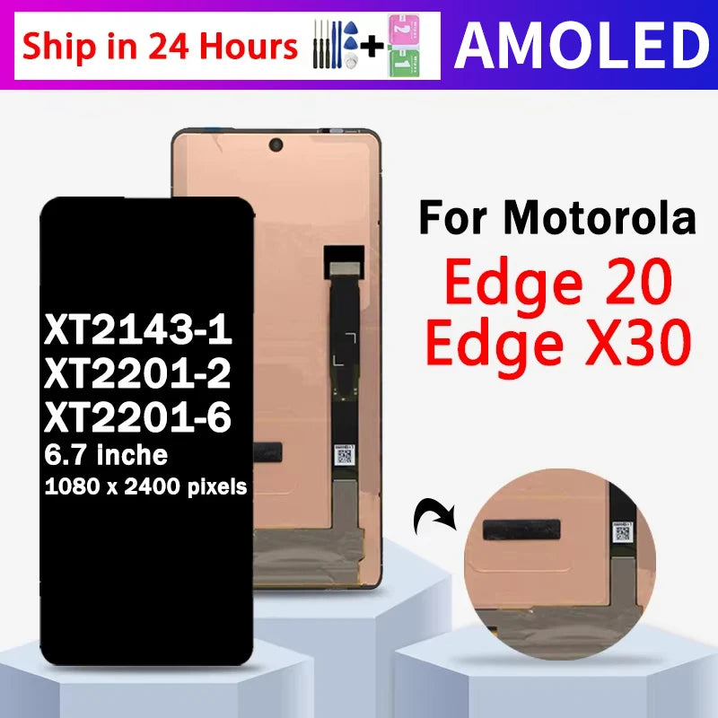 AMOLED For Motorola Edge 20 Edge20  XT2143-1 LCD Screen Touch Digitizer Assembly For Motorola Edge X30 XT2201-2-6 Display Motorola phone repair parts