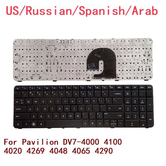 New US Russian Spanish Arab Laptop Keyboard For HP Pavilion DV7-4000 4100 4020 4269 4048 4065 4290 Notebook PC Replacement HP laptop repair parts