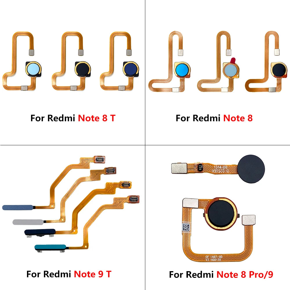 10Pcs, New For Xiaomi Redmi Note 8T 8 9s 9 Pro Home Button FingerPrint Touch ID Sensor Flex Cable Ribbon Replacement Parts  Xiaomi  Xiao mi phone repair parts