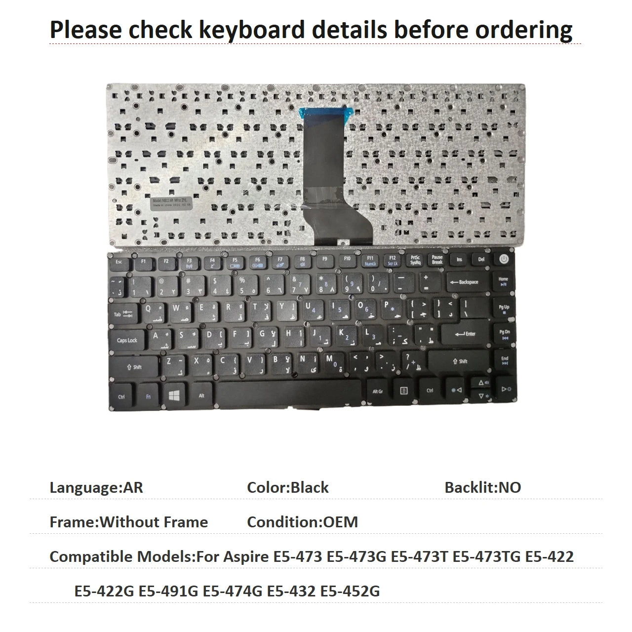 US RU SP AR BR Keyboard For Acer Aspire E5-473 E5-473G E5-473T E5-473TG E5-422 E5-422G E5-491G E5-474G E5-432 E5-452G Acer laptop repair parts