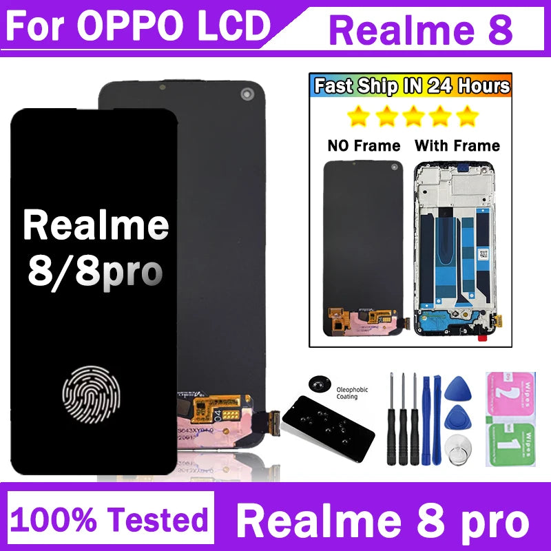6.4"Super AMOLED For Oppo Realme 8 4G RMX3085 LCD Display Screen+Touch Panel Digitizer for RealMe8 Pro 8Pro Screen Display LCD Oppo phone repair parts Realme phone repair parts