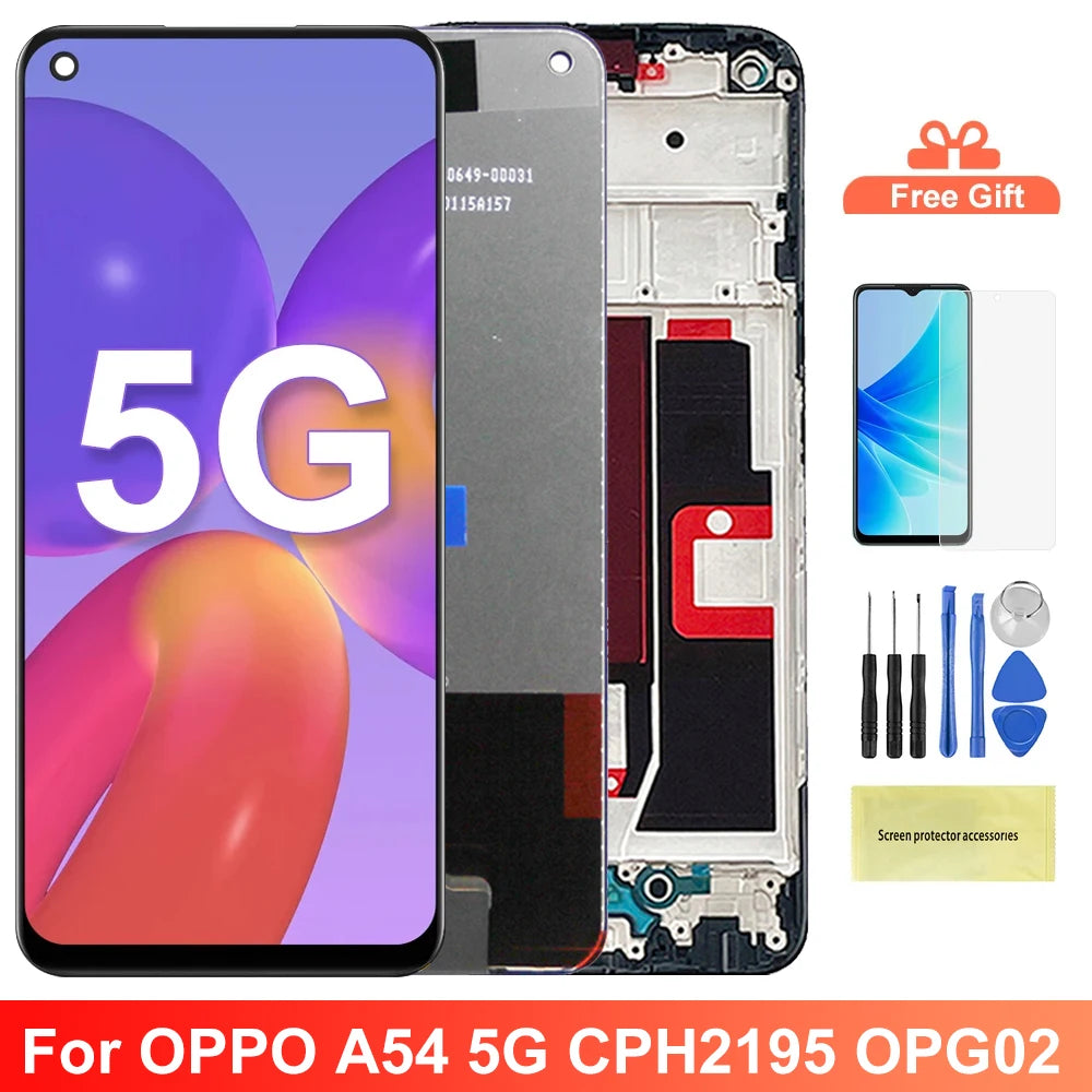 Screen Assembly for Oppo A54 5G CPH2195 OPG02 Lcd Display Digital Touch Screen with Frame for Oppo A54 5G Screen Replacement OPPO phone repair parts