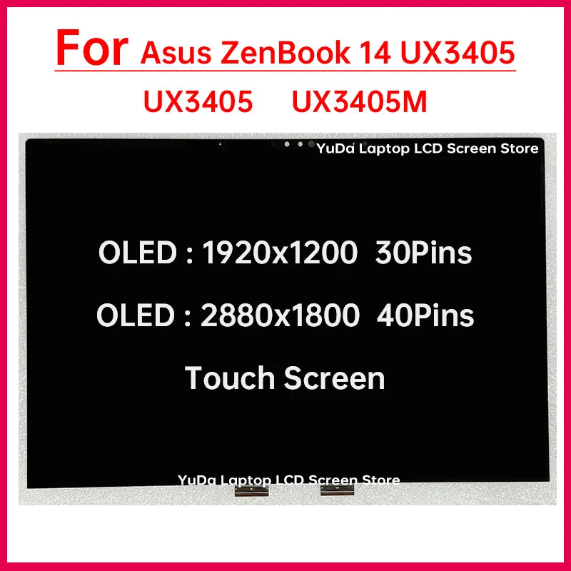 14" Touch Screen For Asus ZenBook 14 UX3405 UX3405M X3405C LCD Display Digitizer Assembly Replacement OLED 1920x1200 / 2880x1800 ASUS laptop repair parts