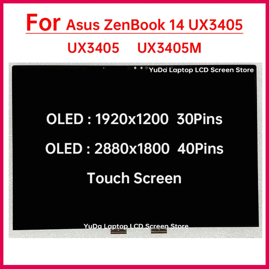 14" Touch Screen For Asus ZenBook 14 UX3405 UX3405M X3405C LCD Display Digitizer Assembly Replacement OLED 1920x1200 / 2880x1800 ASUS laptop repair parts
