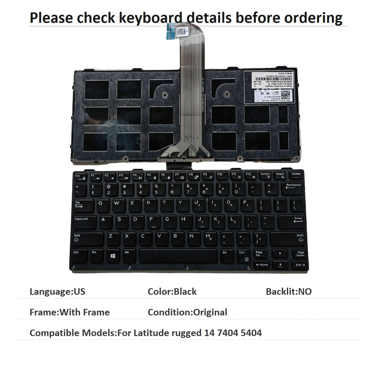 New US Language  Backlit Keyboard For Dell Latitude rugged 14 7404 5404 0KNJ-1A3US03Dell laptop repair parts