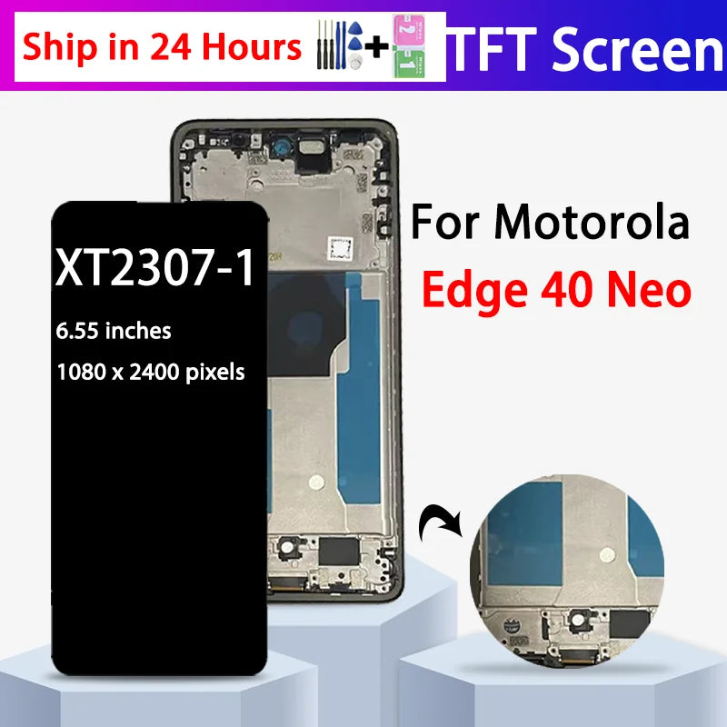 TFT Edge40 Neo Display Screen For Motorola Edge 40 Neo LCD Display Touch Screen Digitizer Assembly Compatible with XT2307-1 Motorola phone repair parts
