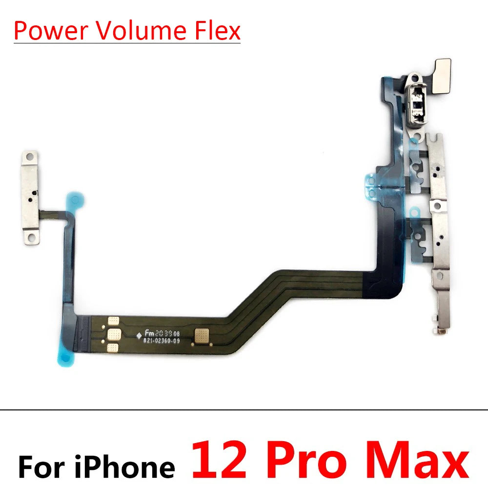 New For iPhone 11 11Pro 12 Pro 12Pro Max Mini Power Volume Buttons Key Switch Flex Cable With Metal Material Replacement Parts iPhone phone repair parts