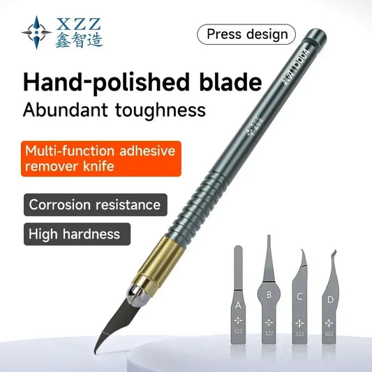 XZZ D004 Multifunctional Glue Removal Knife Hand Polished Elastic Blade Black Glue Main Board IC CHIP Edge Adhesive Removal Tool Professional Repair Tools