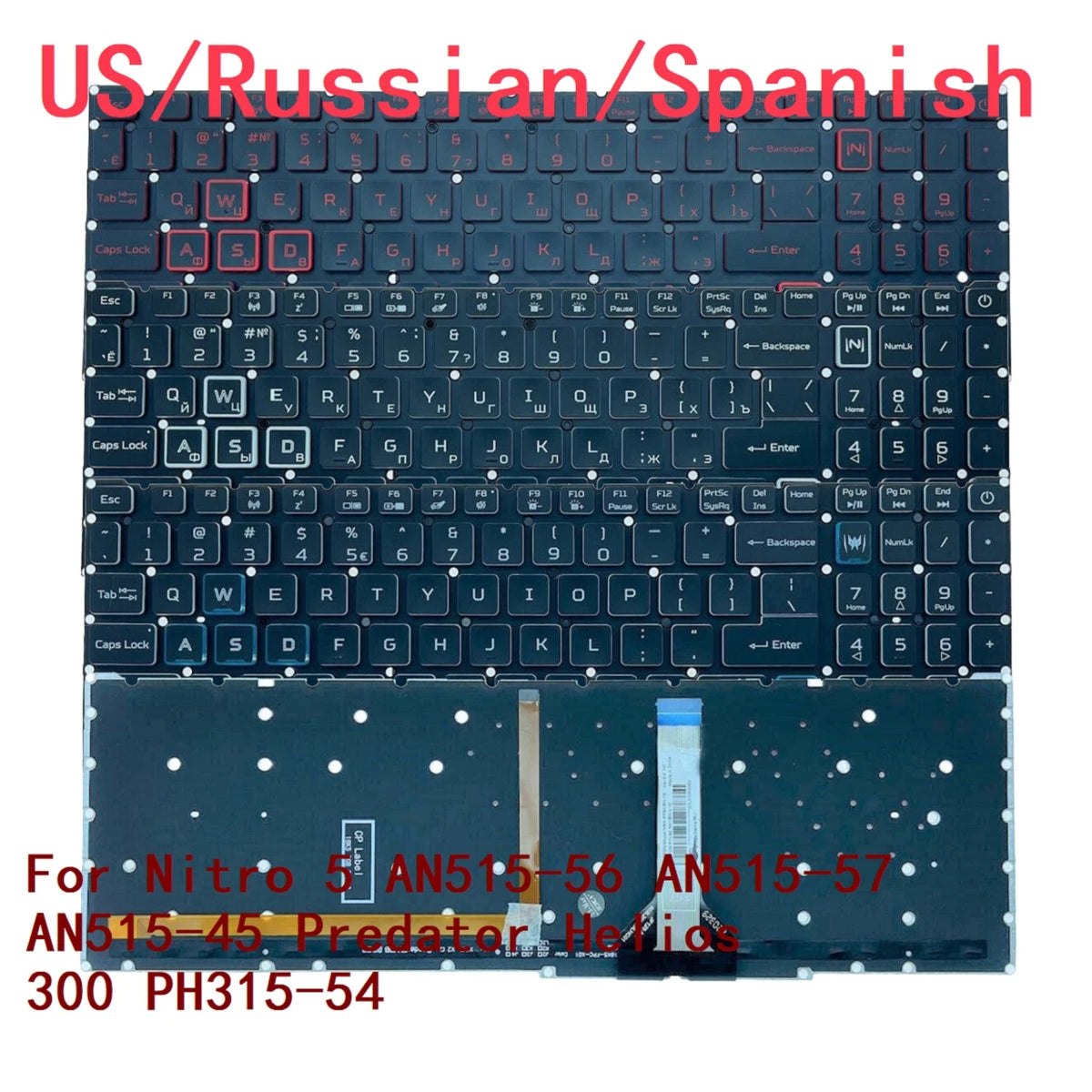 New US Russian Spanish Laptop RGB Keyboard For Acer Nitro 5 AN515-56 AN515-57 AN515-45 Predator Helios 300 PH315-54 Acer laptop repair parts