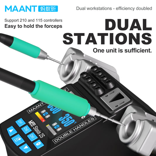 MaAnt 2S 200W Smart Display Dual Handle Welding Platform Compatible C210/C245/C115 Handle For PCB Repair Soldering Professional Repair Tools