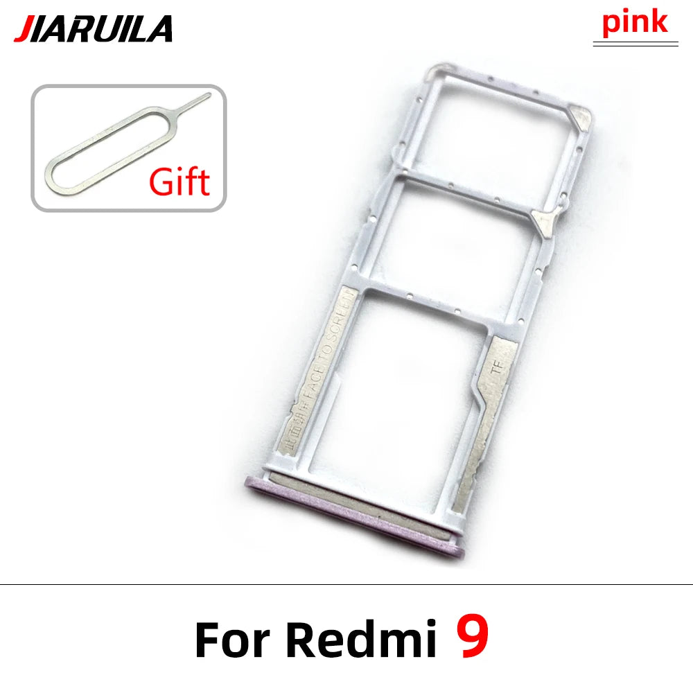 10Pcs/Lot, SIM Card Tray Slot Holder For Xiaomi Redmi 9 9A 9C 9T Replacement Parts Black Blue Green Yellow Orange  Xiaomi  Xiao mi phone repair parts