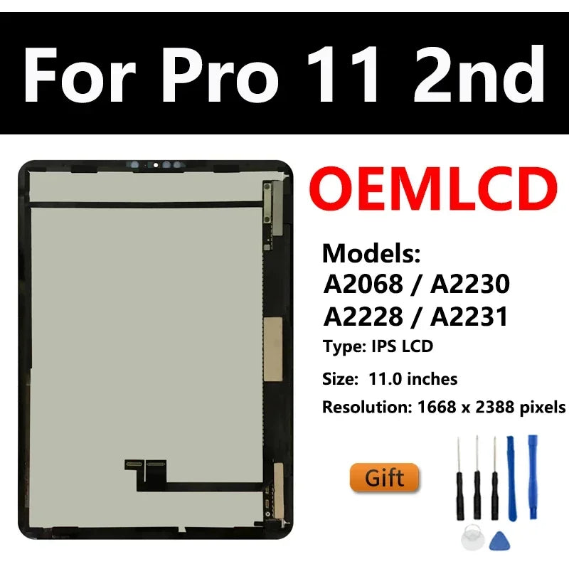 OEM LCD For Apple iPad Pro 11 1st 2nd 3rd 4th 2018 2020 2021 A2013 A2068 A2460 A2435 Touch Screen Display Assembly Replacement  iPad repair parts
