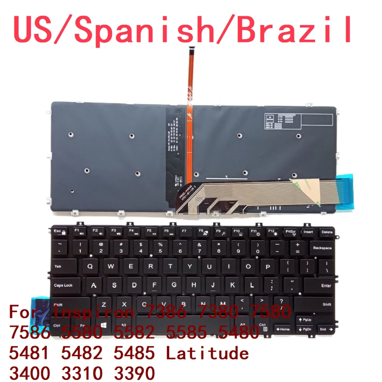 US SP BR Backlit Keyboard For Dell Inspiron 7386 7380 7580 7586 5580 5582 5585 5480 5481 5482 5485 Latitude 3400 3310 3390Dell laptop repair parts