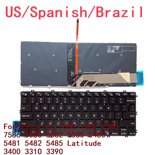 US SP BR Backlit Keyboard For Dell Inspiron 7386 7380 7580 7586 5580 5582 5585 5480 5481 5482 5485 Latitude 3400 3310 3390Dell laptop repair parts