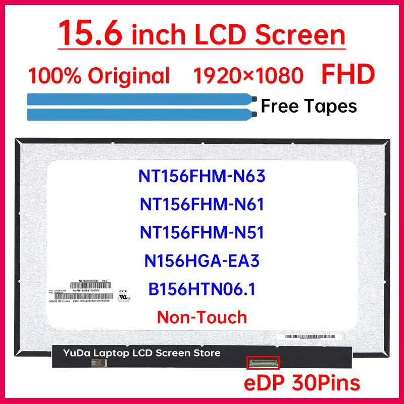 15.6" Laptop LCD Screen NT156FHM-N63 For HP 15s-fq 15s-fq0xxx 15s-fq1xxx 15s-fq2xxx 15s-fq3xxx Display Matrix Panel Replacement HP laptop repair parts
